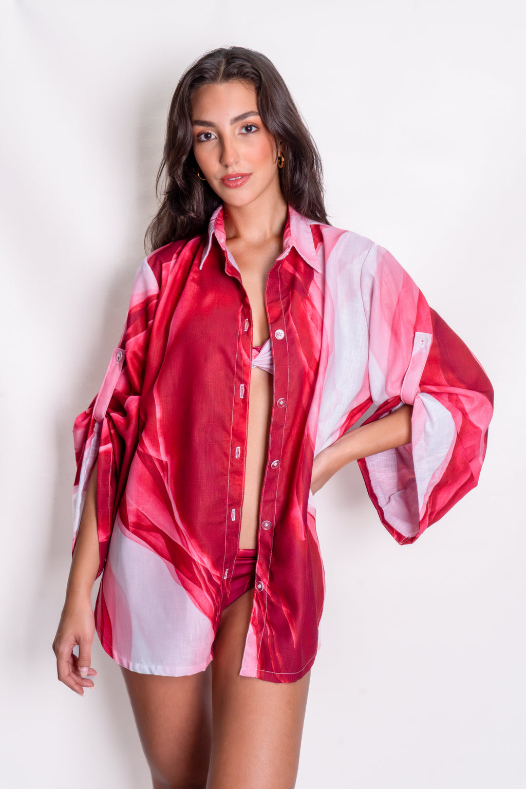 Camisón lino fire coral